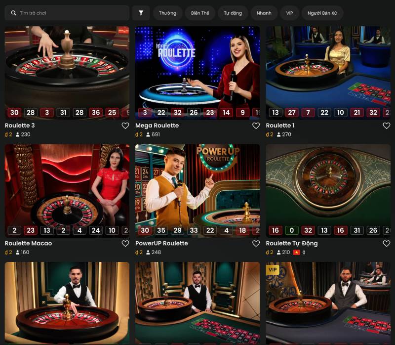 Các loại bàn Roulette tại bong88