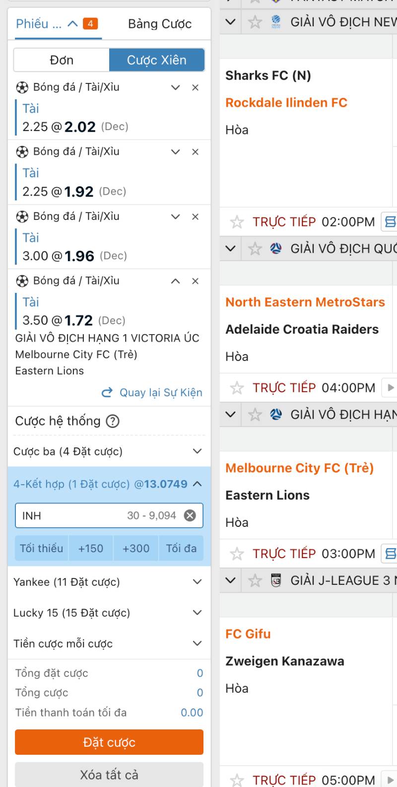 Cách tính cược xiên theo kèo tài xỉu 