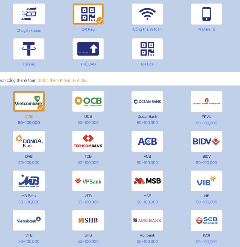 Nạp tiền qua QR Pay - Quét mã cực nhanh